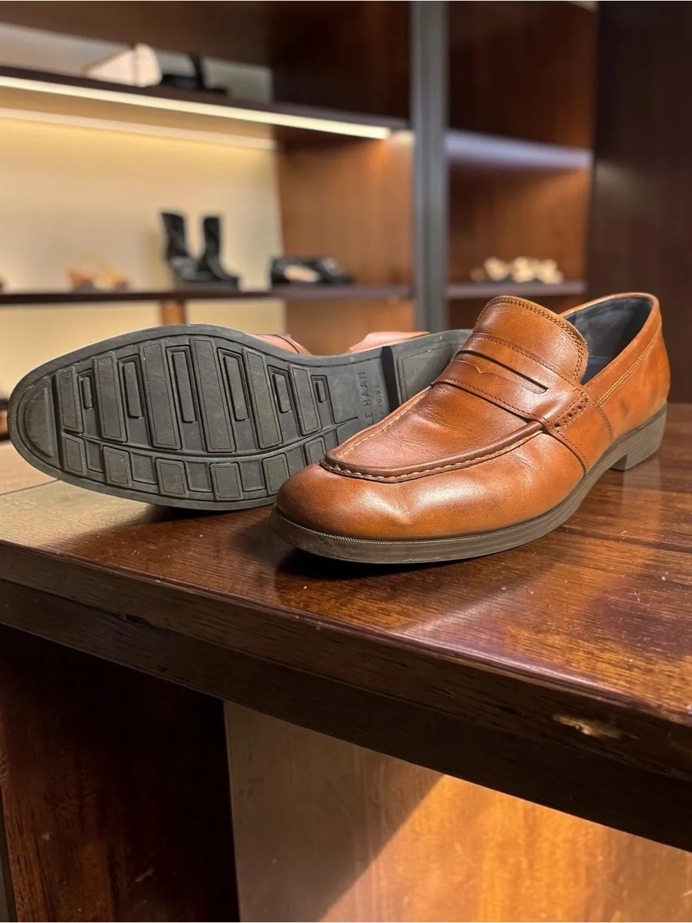Cole Haan Tan Leather Penny Loafers